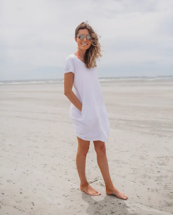 Women's Soft Supima Cotton Easy Cover-Up T-Shirt Pocket Dress | Navy