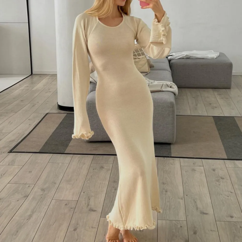 Women's Solid Color Backless Long Dress