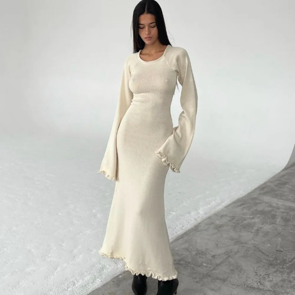 Women's Solid Color Backless Long Dress