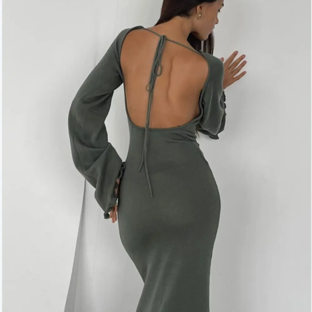 Women's Solid Color Backless Long Dress