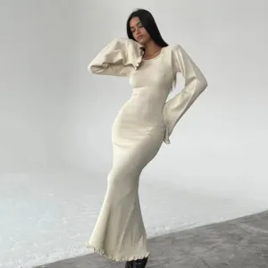 Women's Solid Color Backless Long Dress