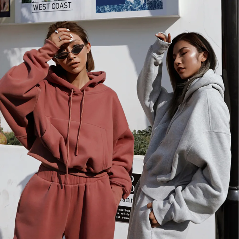 Women's Solid Cropped Track Suit