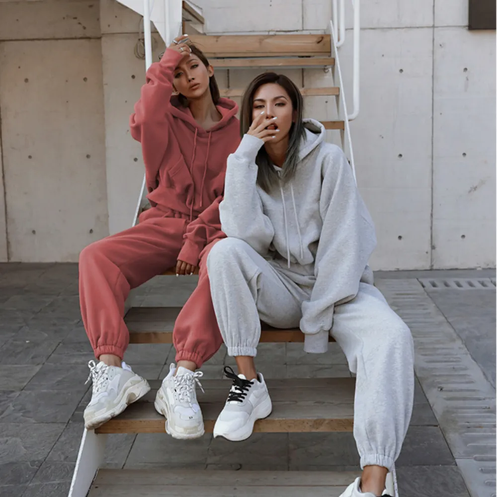 Women's Solid Cropped Track Suit