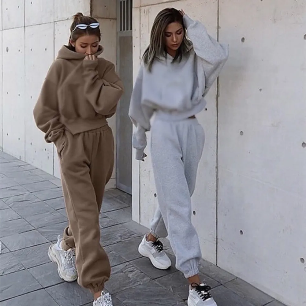 Women's Solid Cropped Track Suit