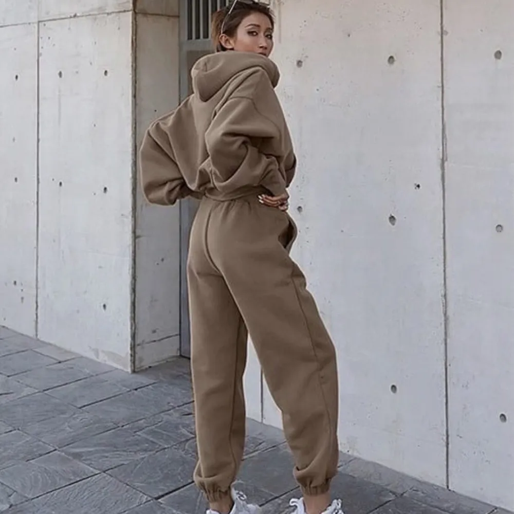 Women's Solid Cropped Track Suit