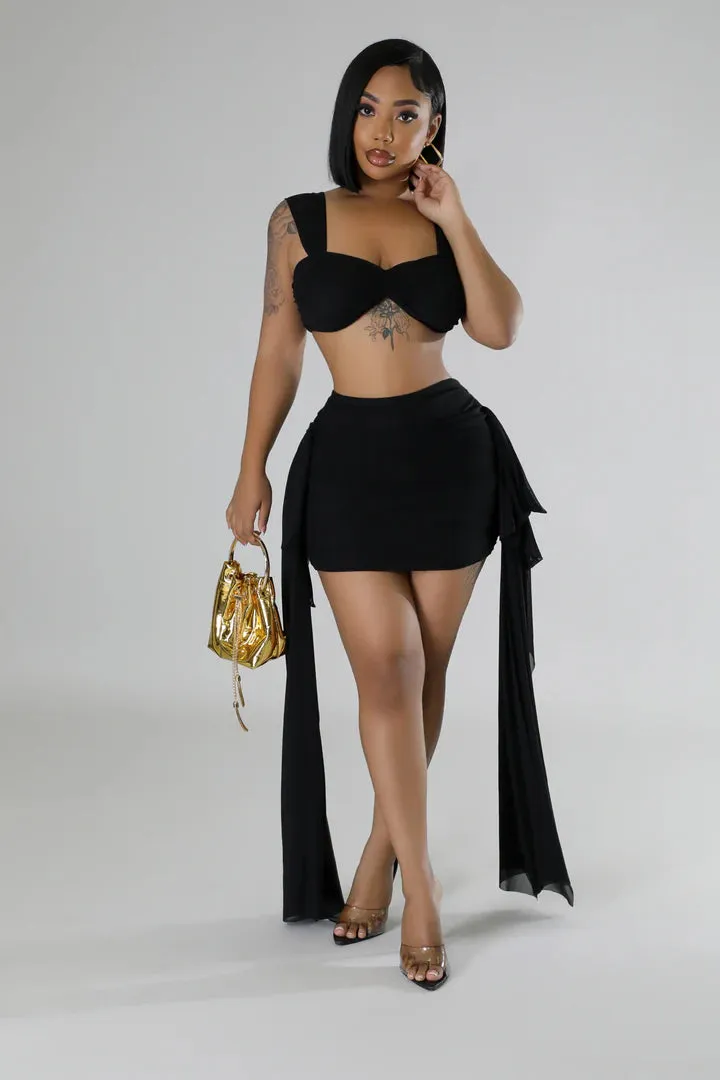 Women's Stunning Crop Top Sheer Draped Heart Breaker Mini Skirt Set