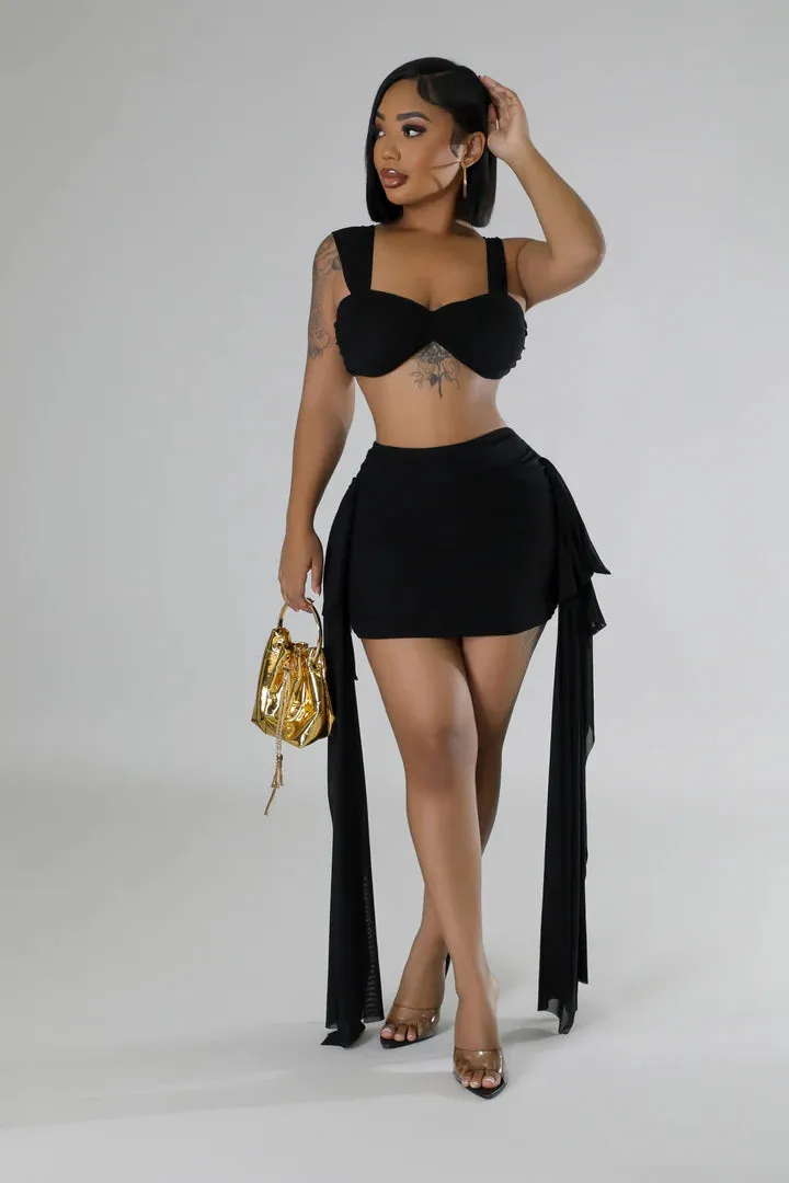 Women's Stunning Crop Top Sheer Draped Heart Breaker Mini Skirt Set