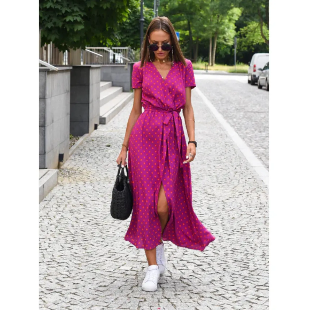 Women's Summer Floral Wrap Dress | Midi