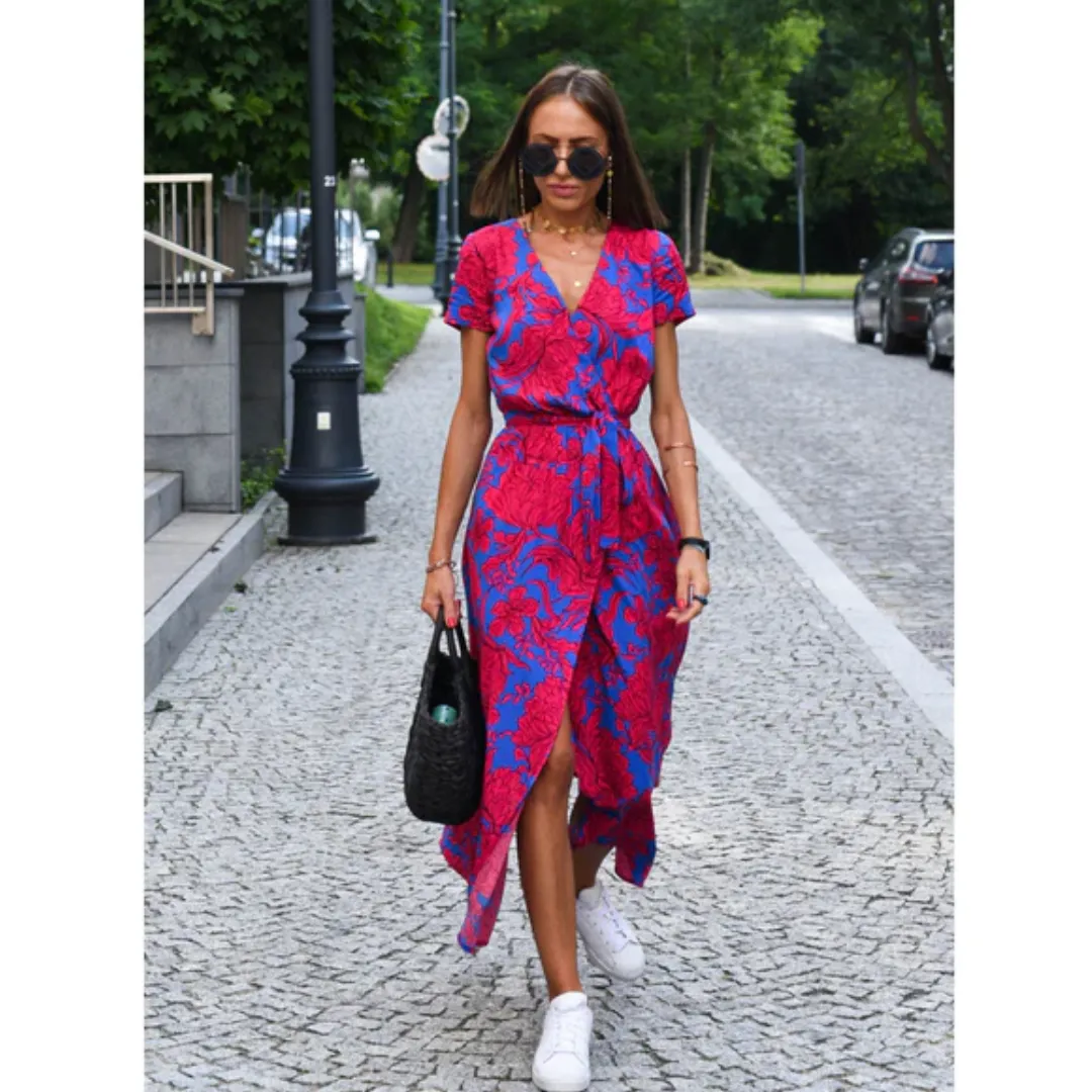Women's Summer Floral Wrap Dress | Midi