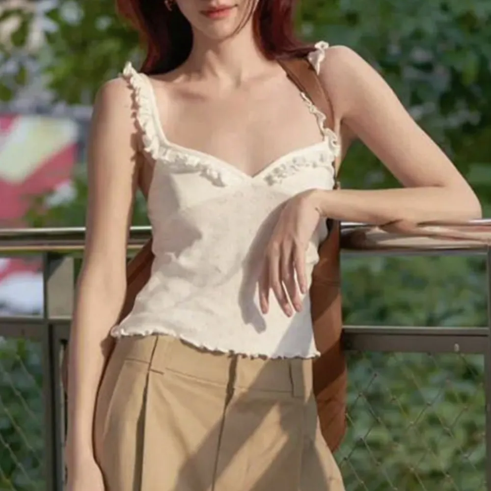 Women's Sweet Solid Color Lace Cami Top