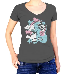 Women's T-Rex Kawaii Adventure Vneck T-Shirt - By Ex-Boyfriend