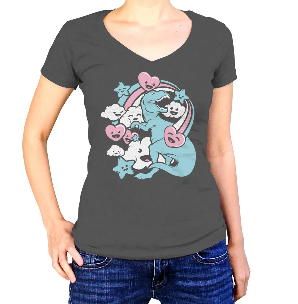 Women's T-Rex Kawaii Adventure Vneck T-Shirt - By Ex-Boyfriend