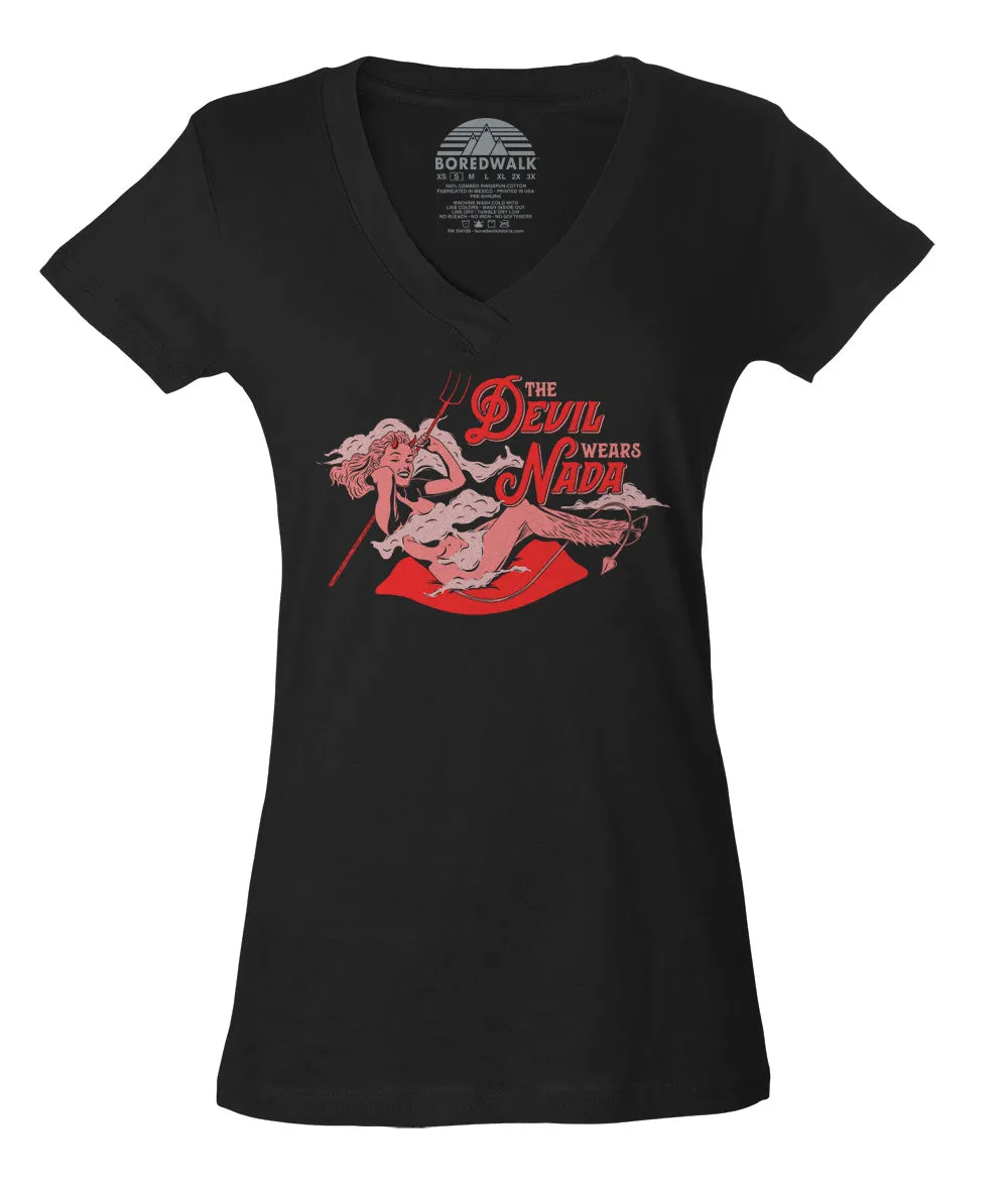 Women's The Devil Wears Nada Vneck T-Shirt