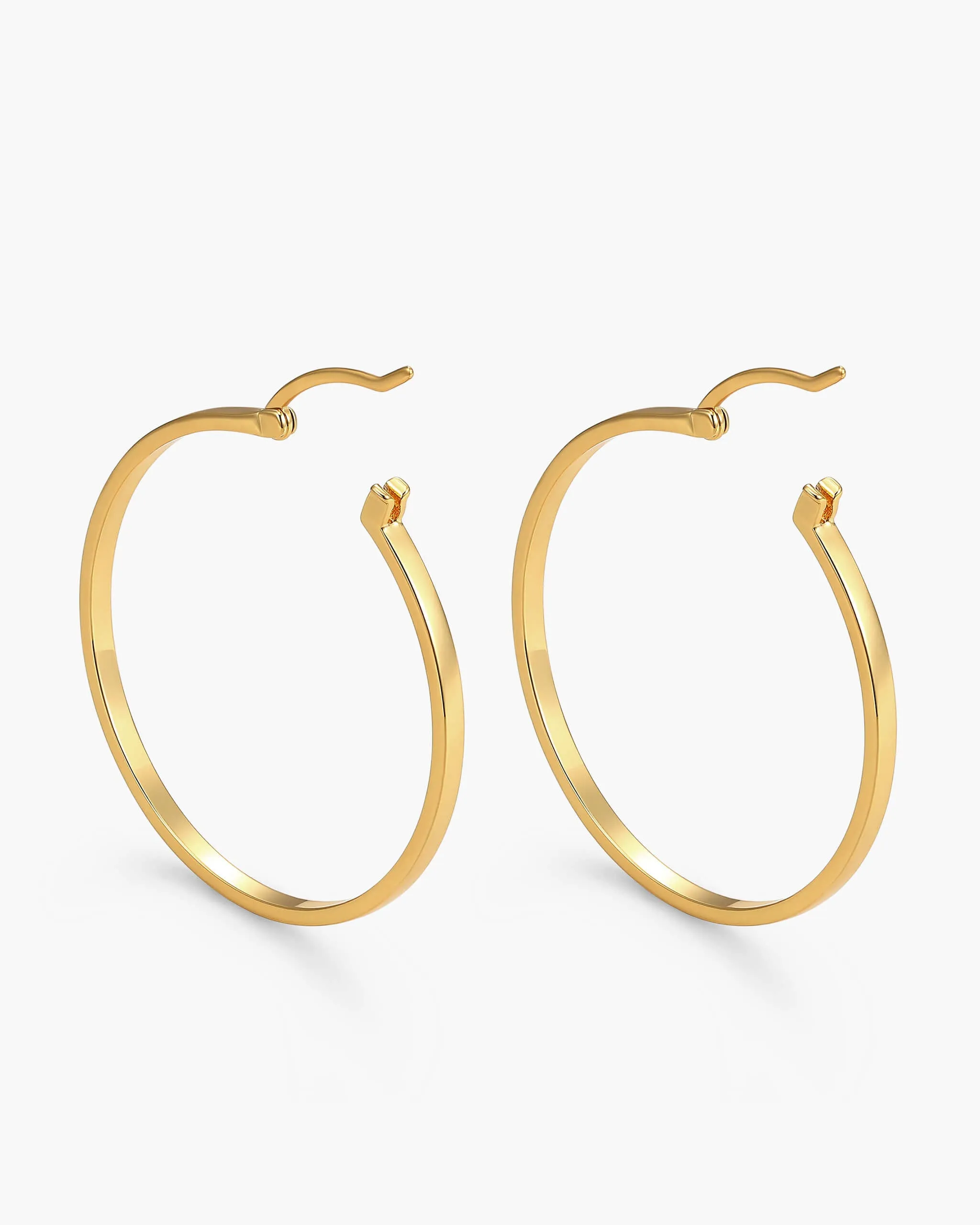 Women's Thin Large Hoop Earrings - Gold
