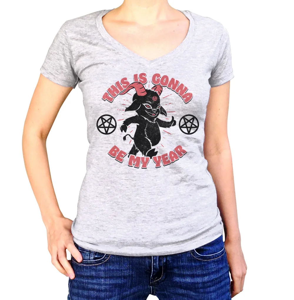 Women's This is Gonna Be My Year Devil Vneck T-Shirt