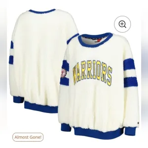 Women's Tommy Jeans Oatmeal/Royal Golden State Warriors Mindy Sherpa Pullover