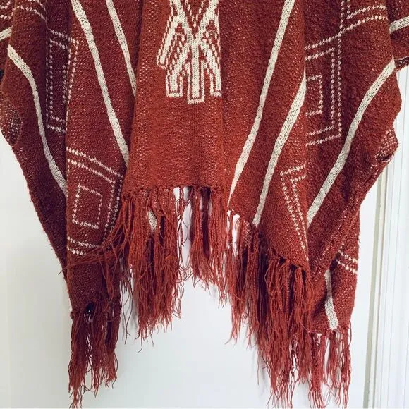 Women's Unique Boho Tribal Aztec Poncho Shawl Cardigan