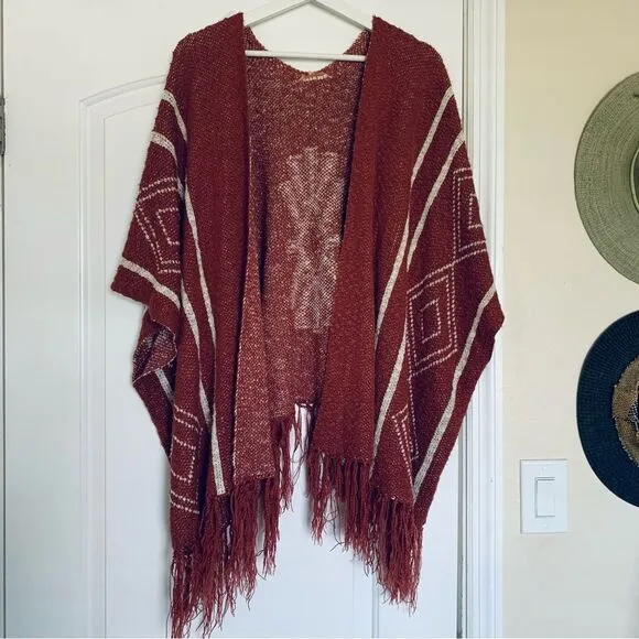 Women's Unique Boho Tribal Aztec Poncho Shawl Cardigan