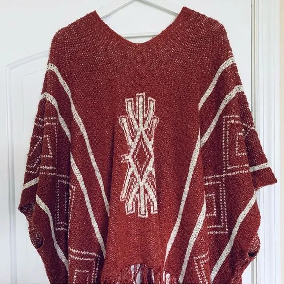 Women's Unique Boho Tribal Aztec Poncho Shawl Cardigan