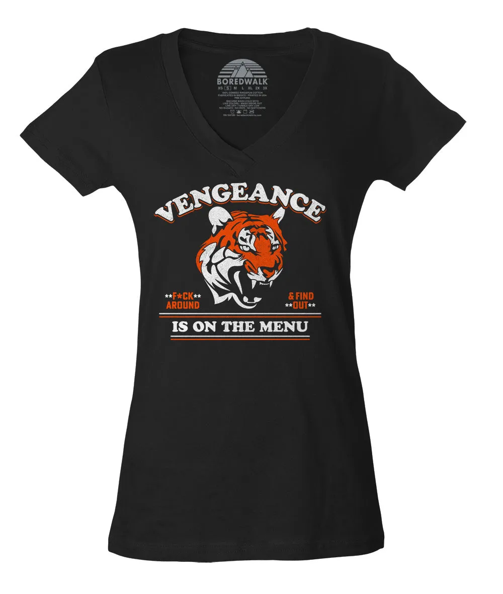Women's Vengeance is On The Menu Vneck T-Shirt
