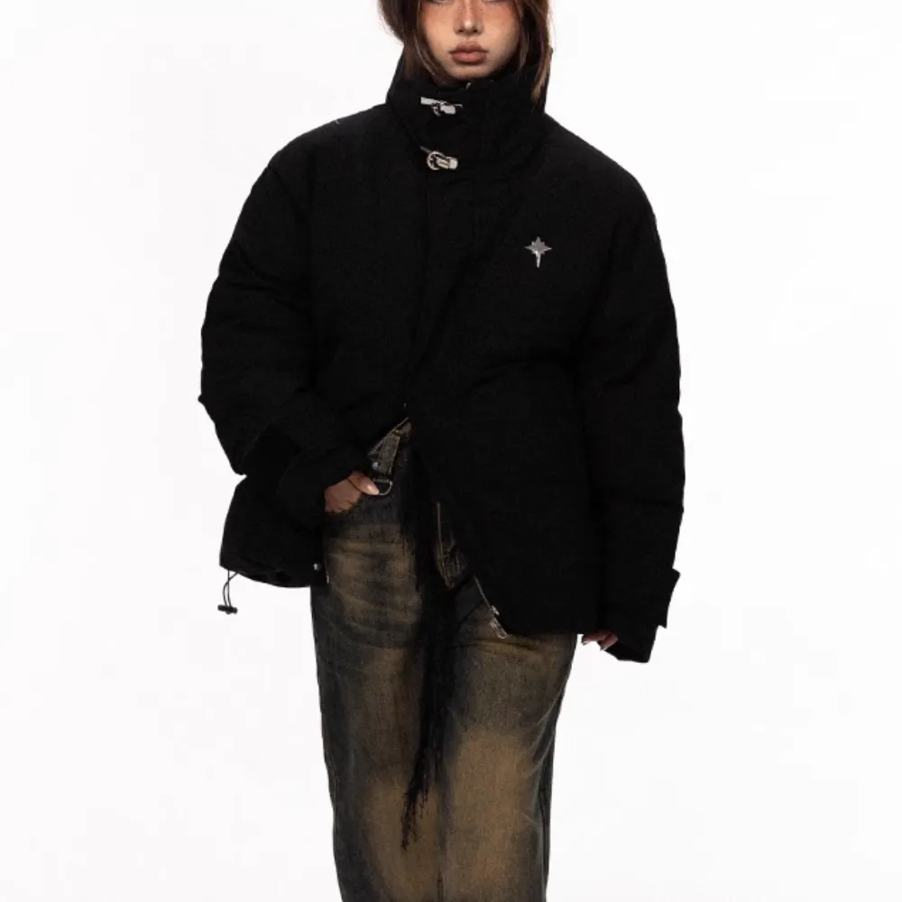 Women's Vintage Metal Button Stand Collar Coat