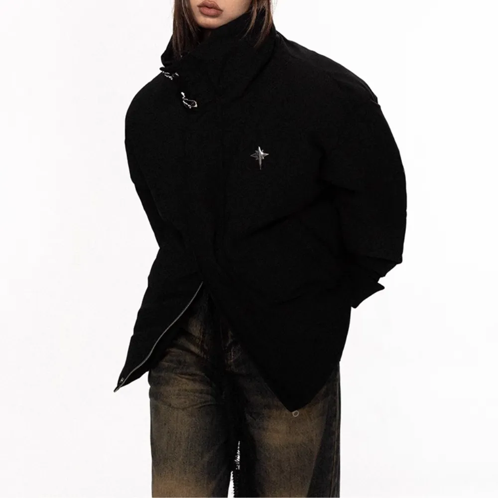 Women's Vintage Metal Button Stand Collar Coat