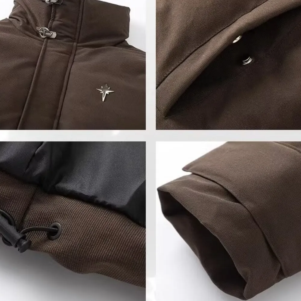 Women's Vintage Metal Button Stand Collar Coat