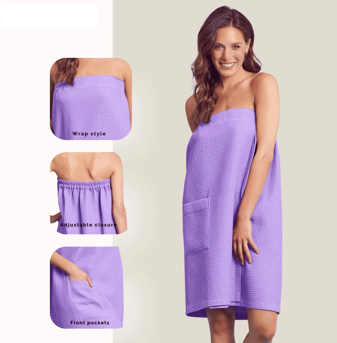 Women's Waffle Body Wrap, Lightweight cotton Turkish & Comfortable, (Lavender)