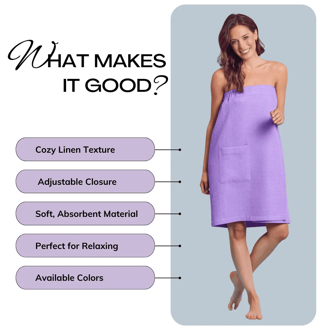 Women's Waffle Body Wrap, Lightweight cotton Turkish & Comfortable, (Lavender)