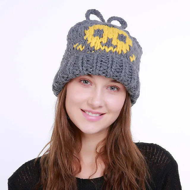 Women's Warm Skull Crochet Wool Knit Beanie