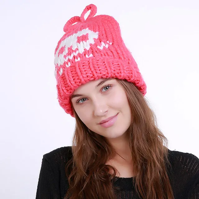 Women's Warm Skull Crochet Wool Knit Beanie