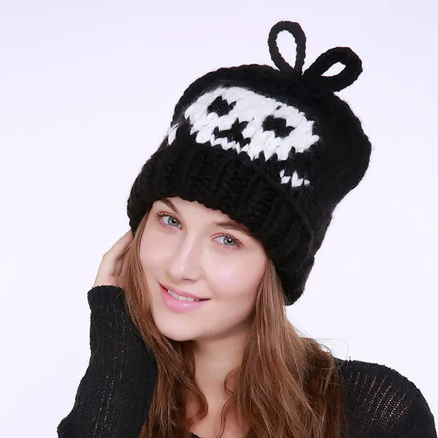 Women's Warm Skull Crochet Wool Knit Beanie