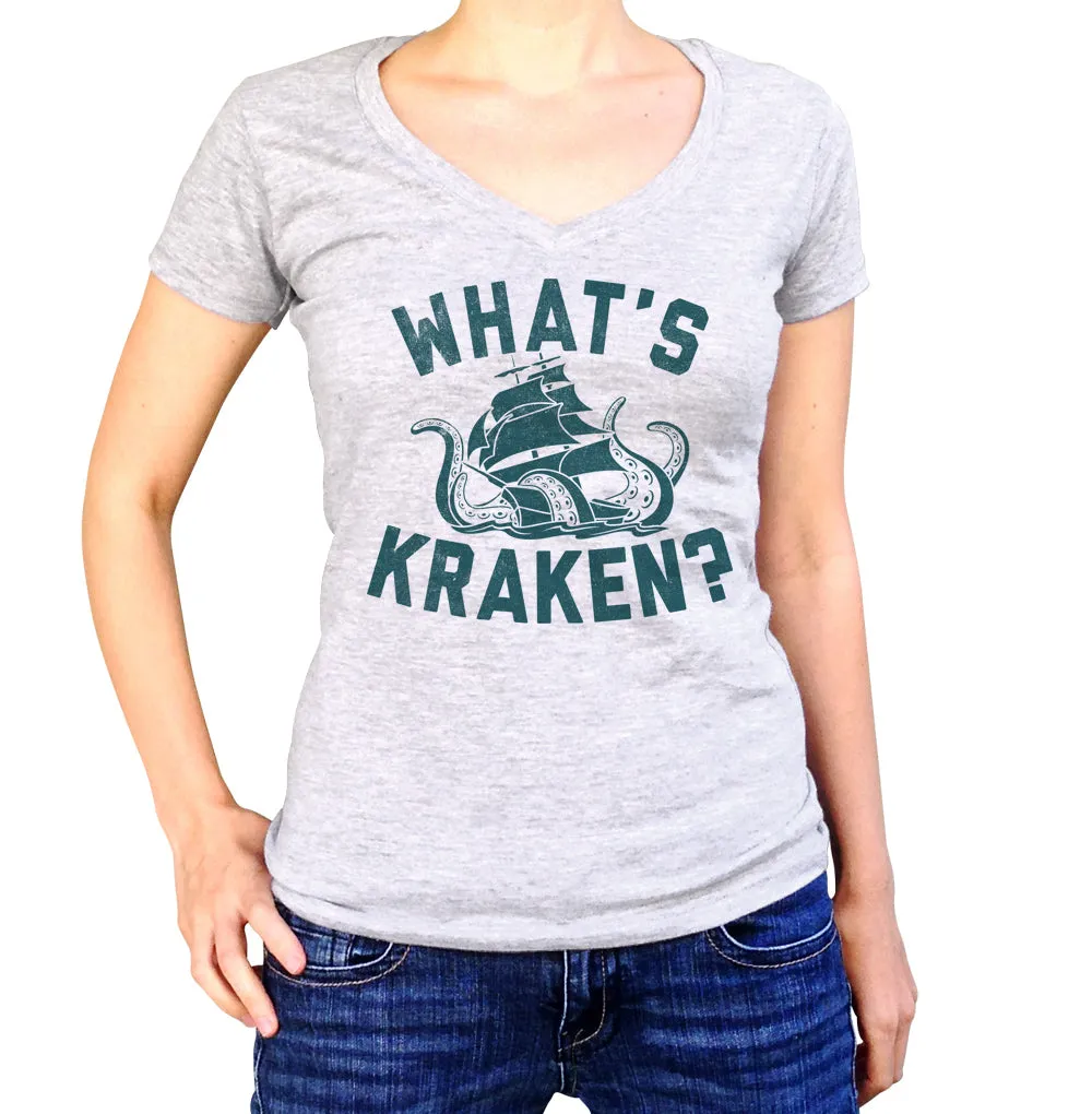 Women's What's Kraken Sea Monster Vneck T-Shirt