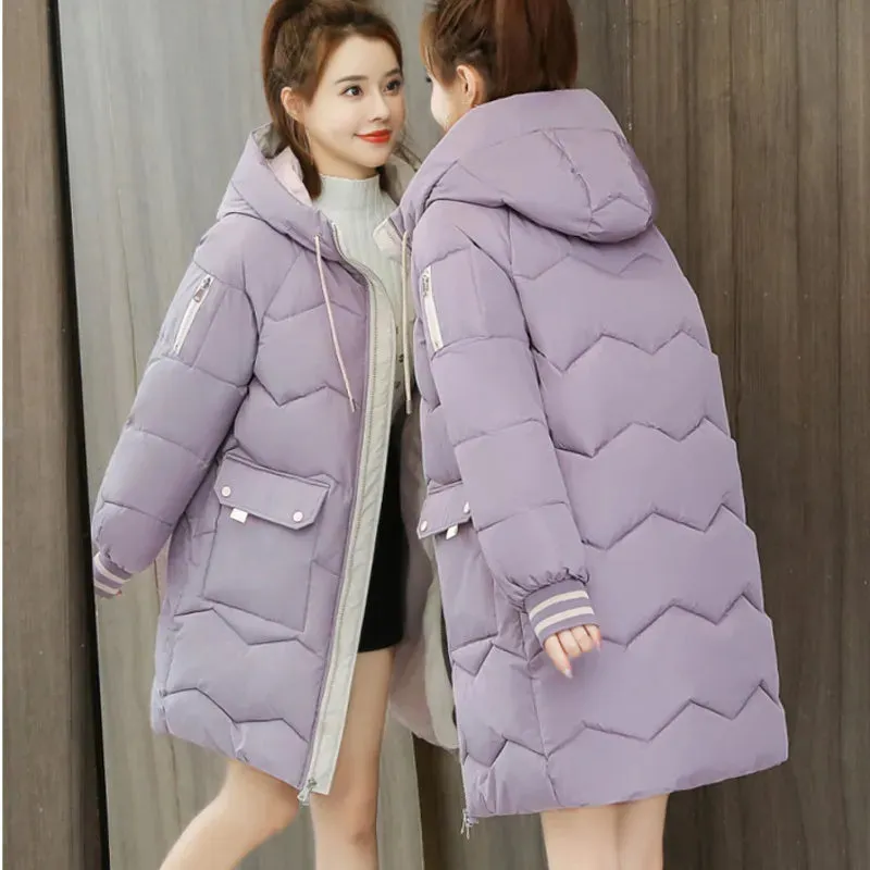 Women's Winter Jacket Long Down Padded Coat Thick Warm Hooded 3/4 Length Oversized Jacket