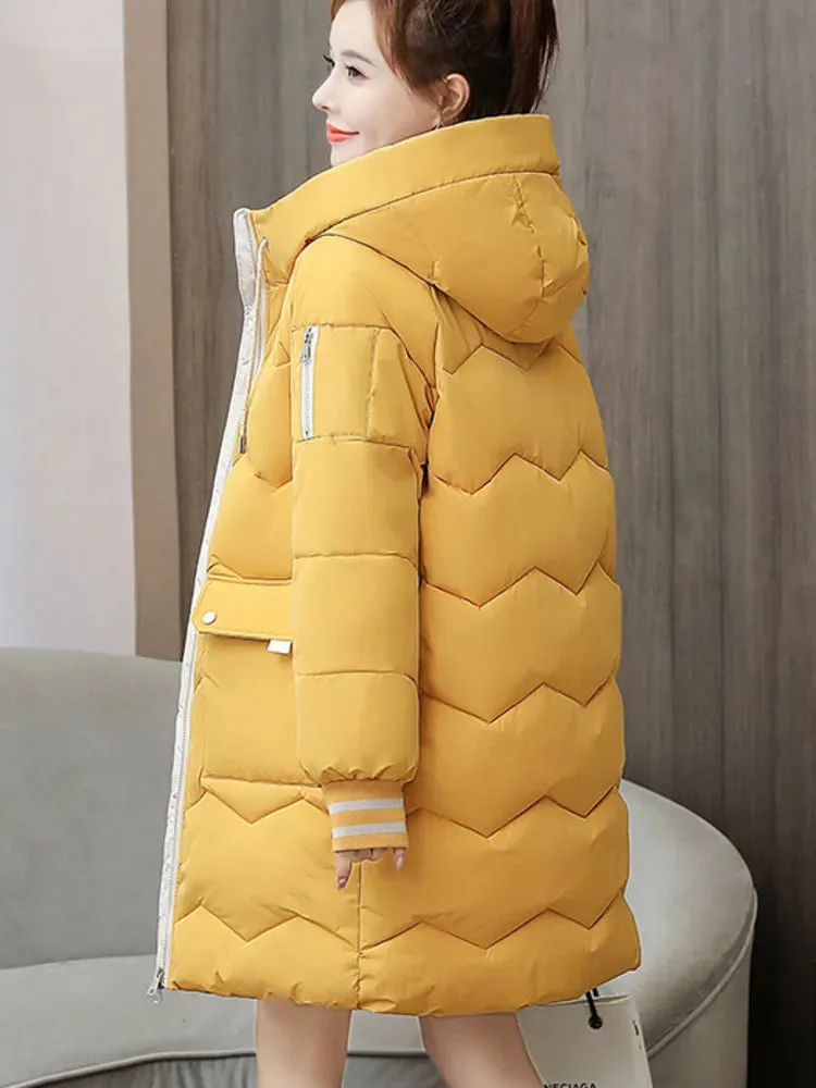 Women's Winter Jacket Long Down Padded Coat Thick Warm Hooded 3/4 Length Oversized Jacket