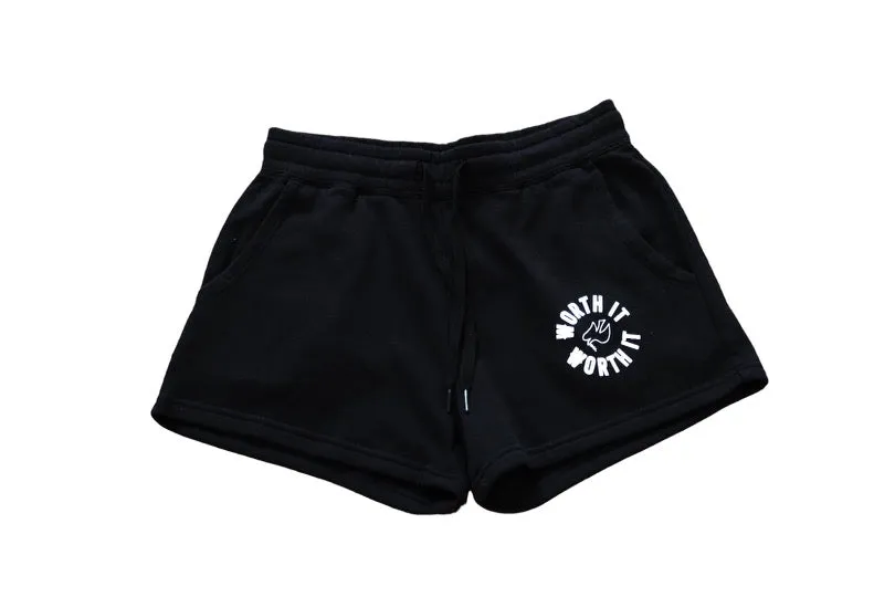 Women's WORTH IT Circle Black Sweatshorts