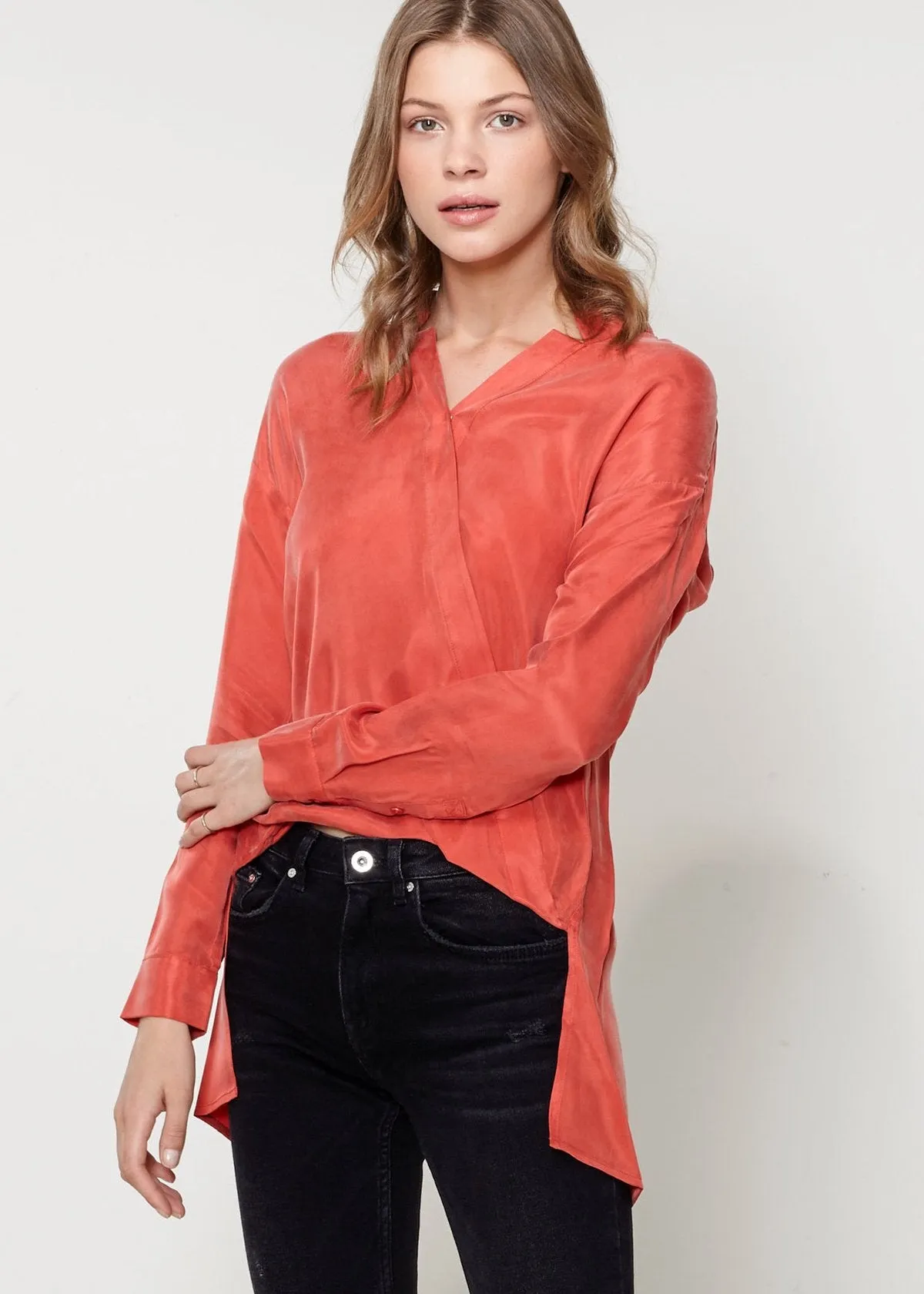 Women's Wrapped High Low Hem Blouse Top