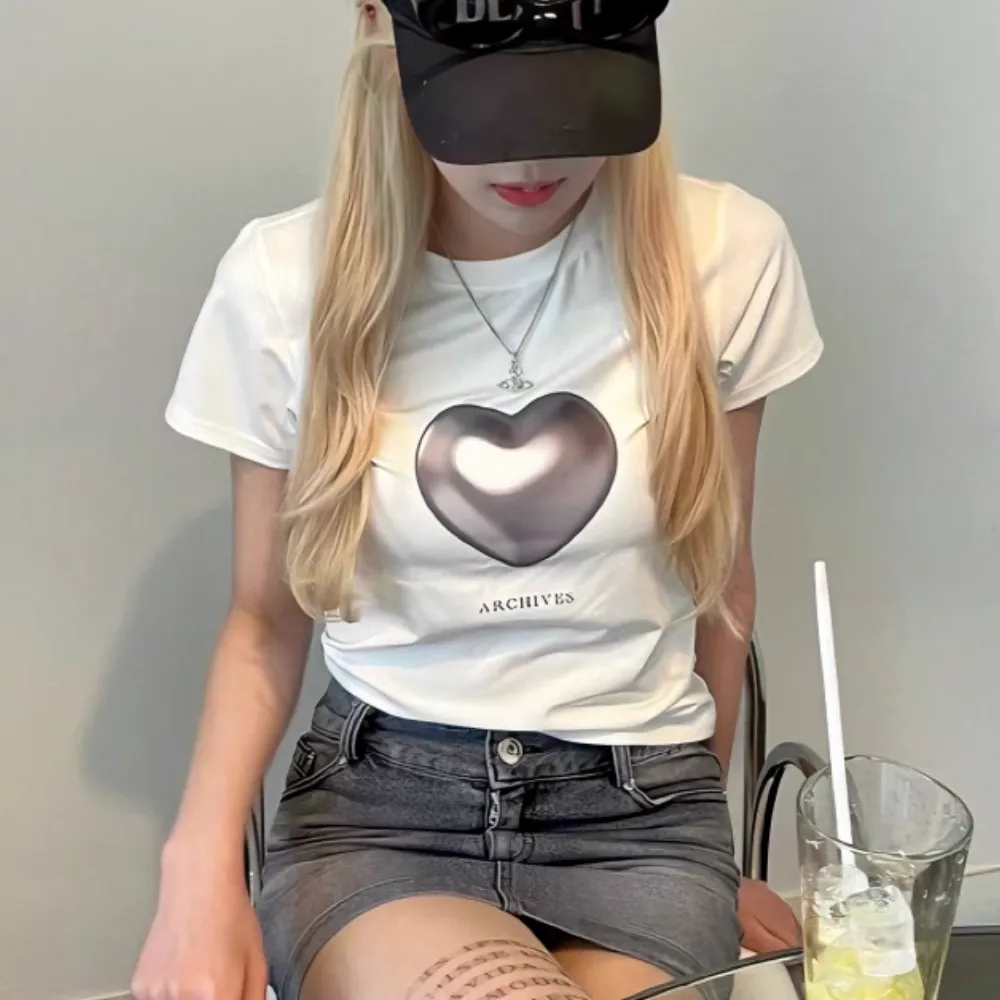 Women's Y2k Hot Girl Heart T-Shirt