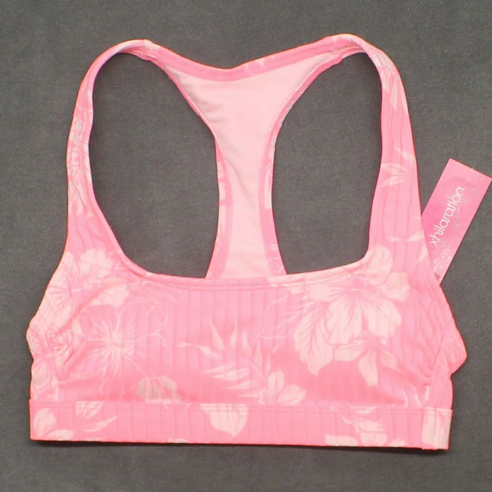 Xhilaration Women's Floral Ribbed Racer Bralette Bikini Top