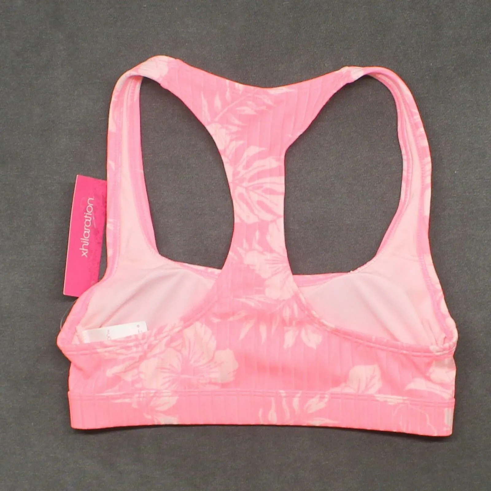 Xhilaration Women's Floral Ribbed Racer Bralette Bikini Top