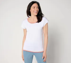 XXSMALL WHITE A648157 Belle by Kim Gravel Pop Color Crochet Trim Sweater