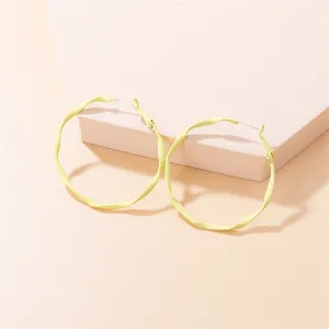 Yellow Enamel & Silver-Plated Twisted Hoop Earrings
