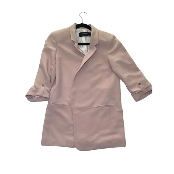 Zara Women's Beige Blazer Medium Tailored Mid-Length Jacket