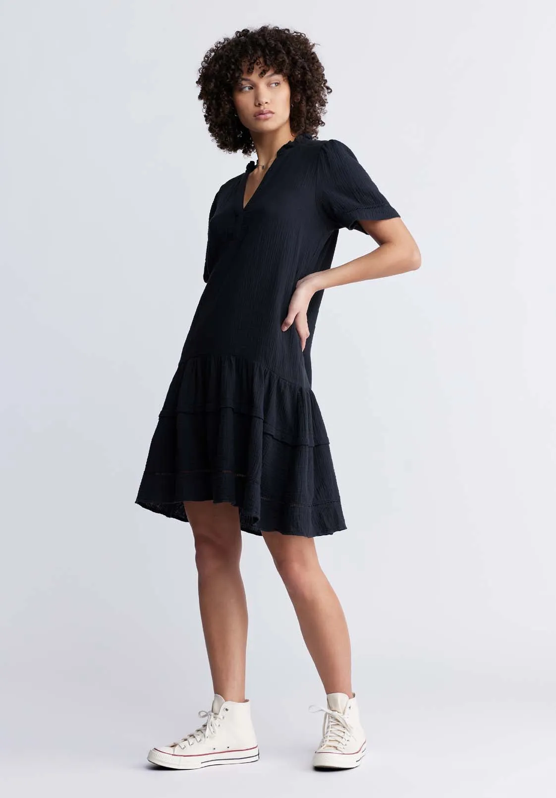 Zinnia Women's Ruffled Dress in Black - WD0033P