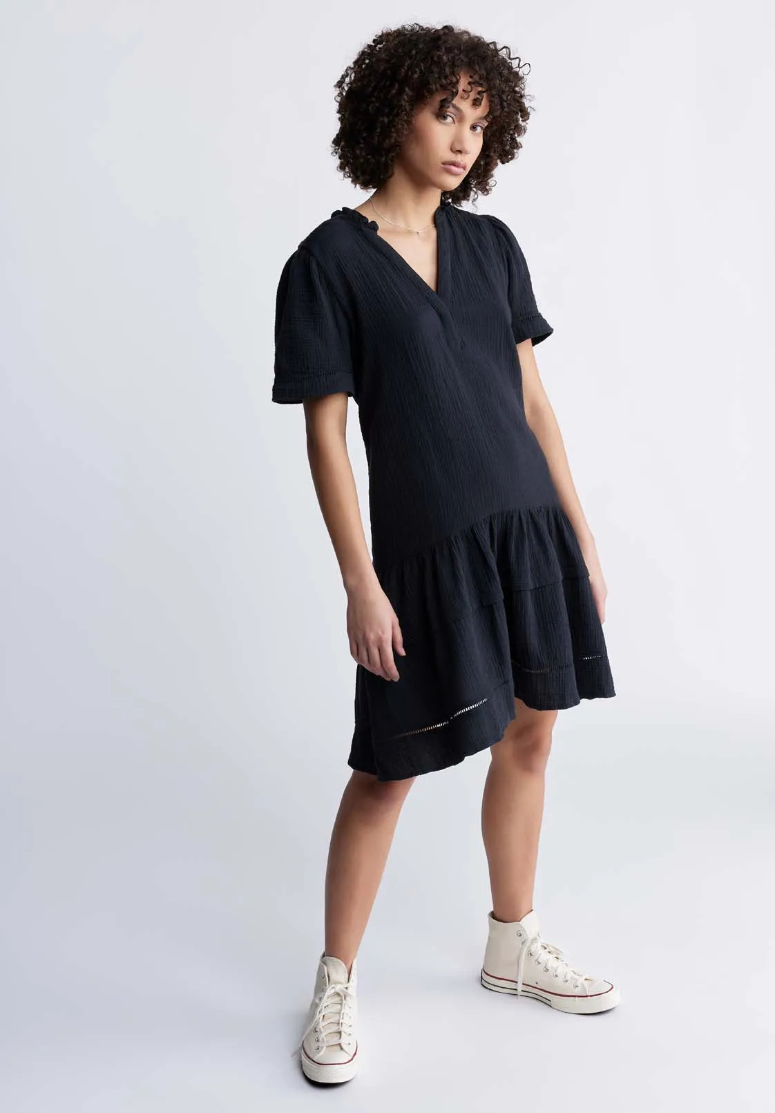 Zinnia Women's Ruffled Dress in Black - WD0033P