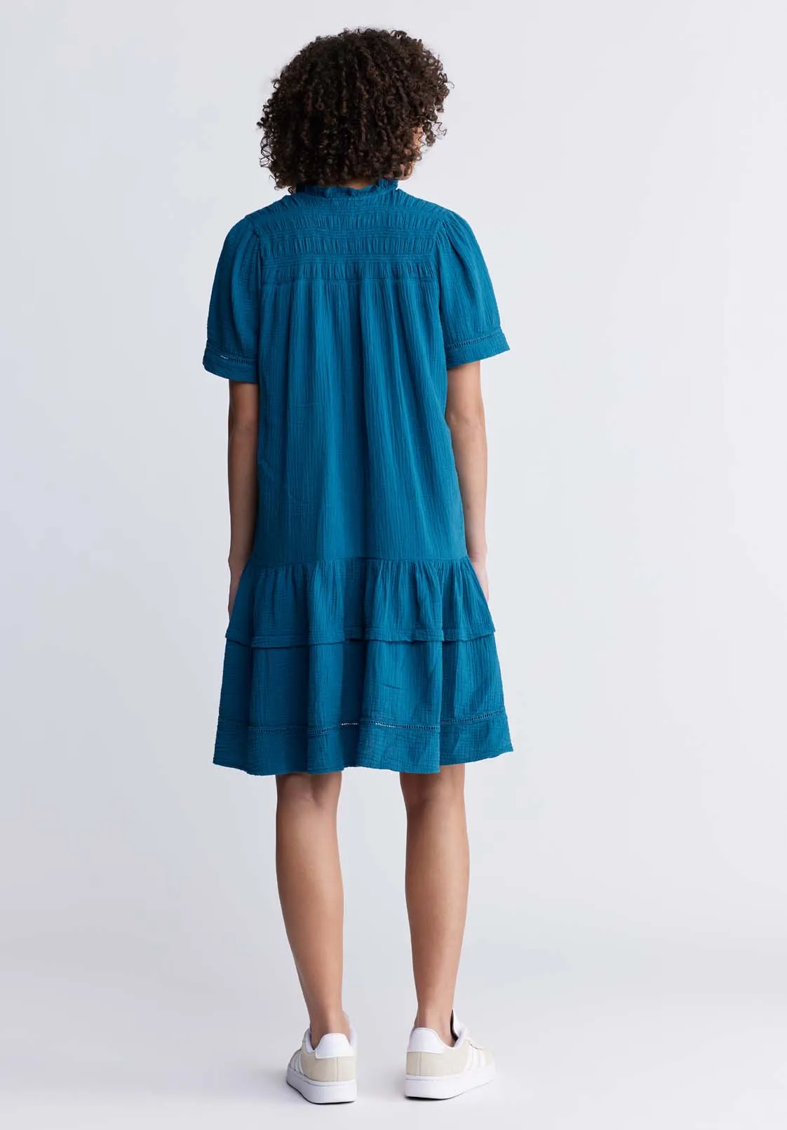 Zinnia Women's Ruffled Dress in Teal Blue - WD0033P